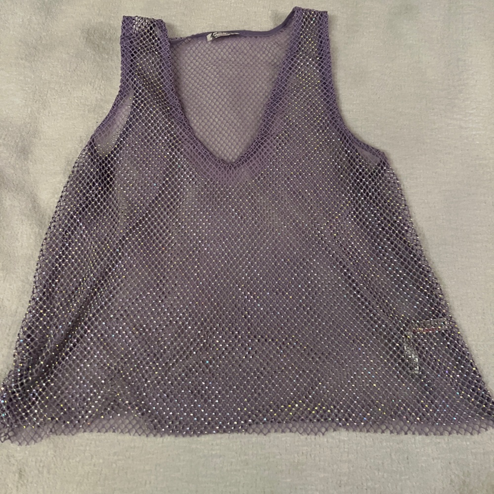 Free People Purple Mesh Tank Top